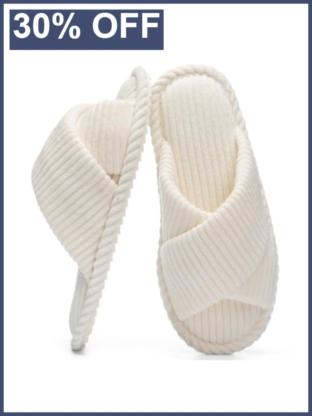 Memory Foam Open Toe Slippers Corduroy Slides Cozy House Shoes